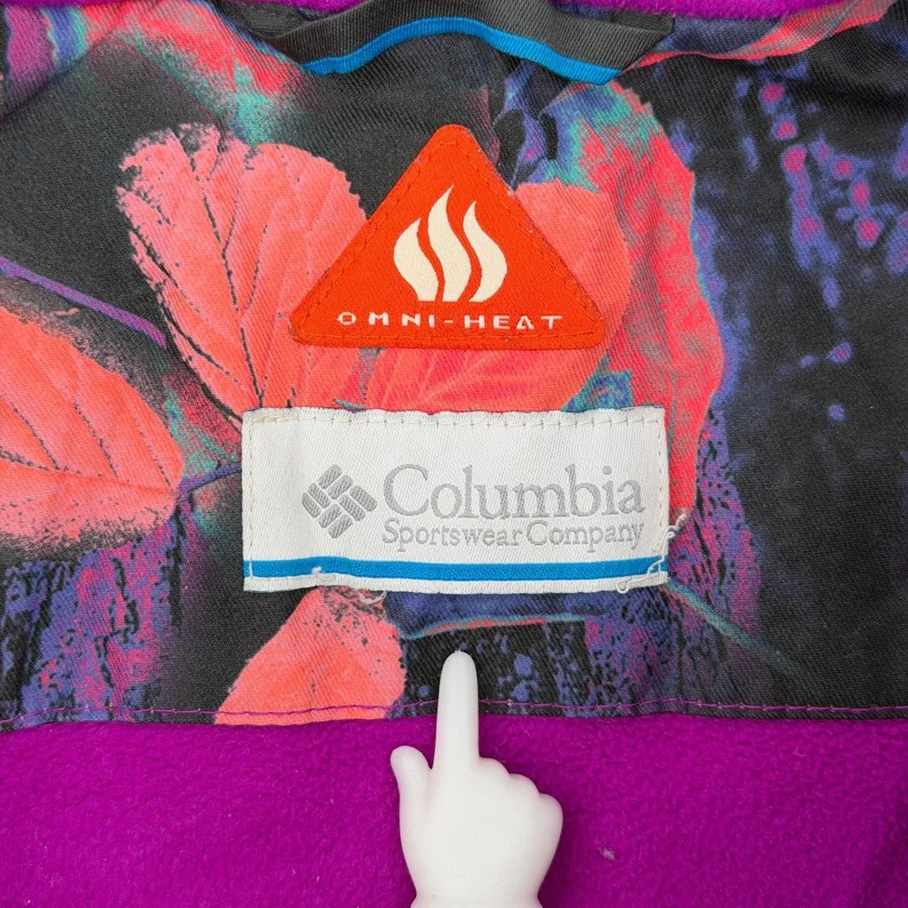 Columbia‎ Winter Jacket Kids Junior Medium Multi-Color Neon Camo Omni-Heat Ski